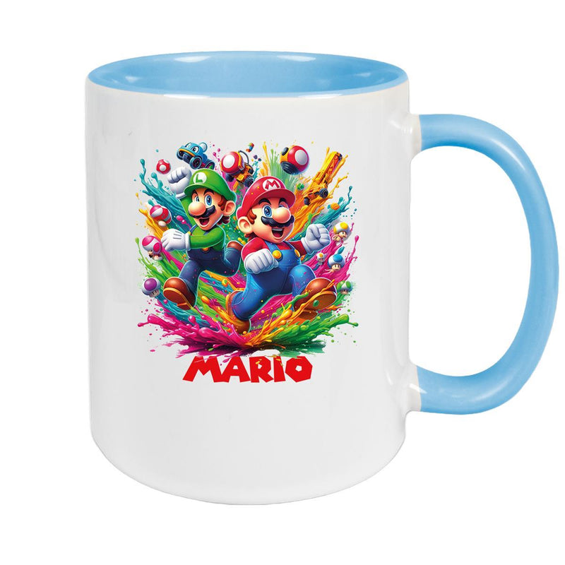 Tasse Wunschname Super-Mario 6 Keramik Kinderbecher personalisiert versch. Farben