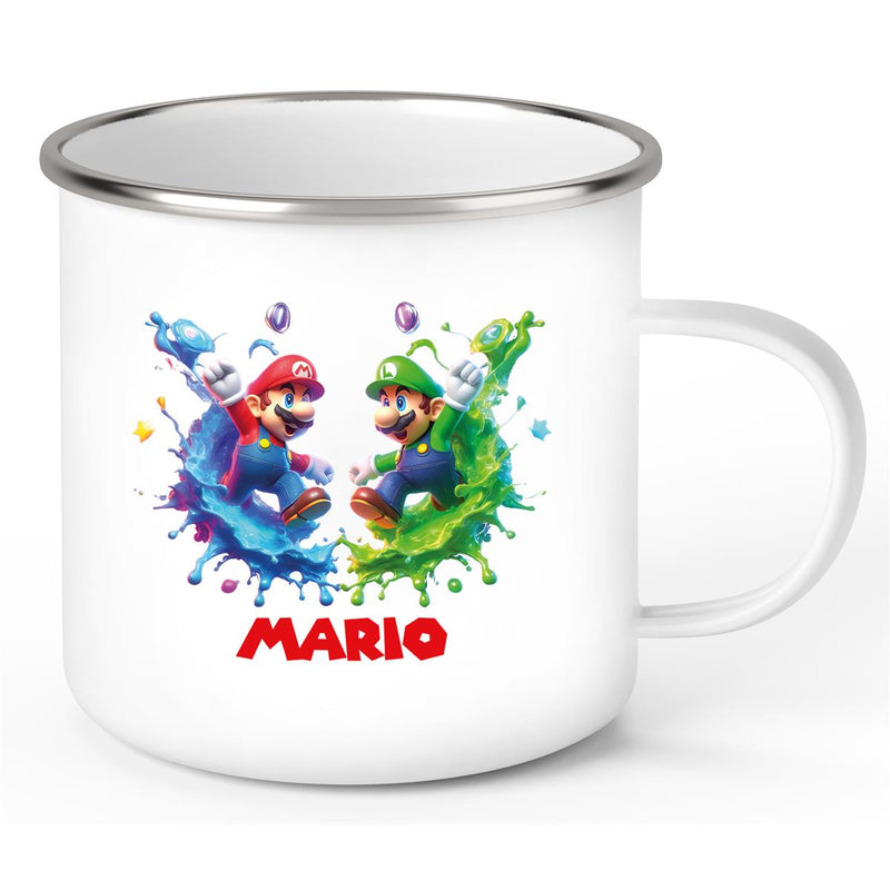 Tasse Wunschname Super-Mario 7 Emaille Kinderbecher personalisiert