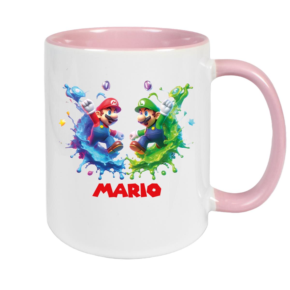Tasse Wunschname Super-Mario 7 Keramik Kinderbecher personalisiert versch. Farben