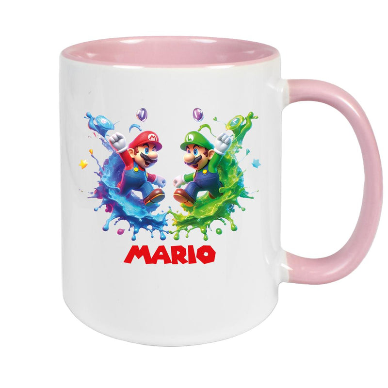 Tasse Wunschname Super-Mario 7 Keramik Kinderbecher personalisiert versch. Farben