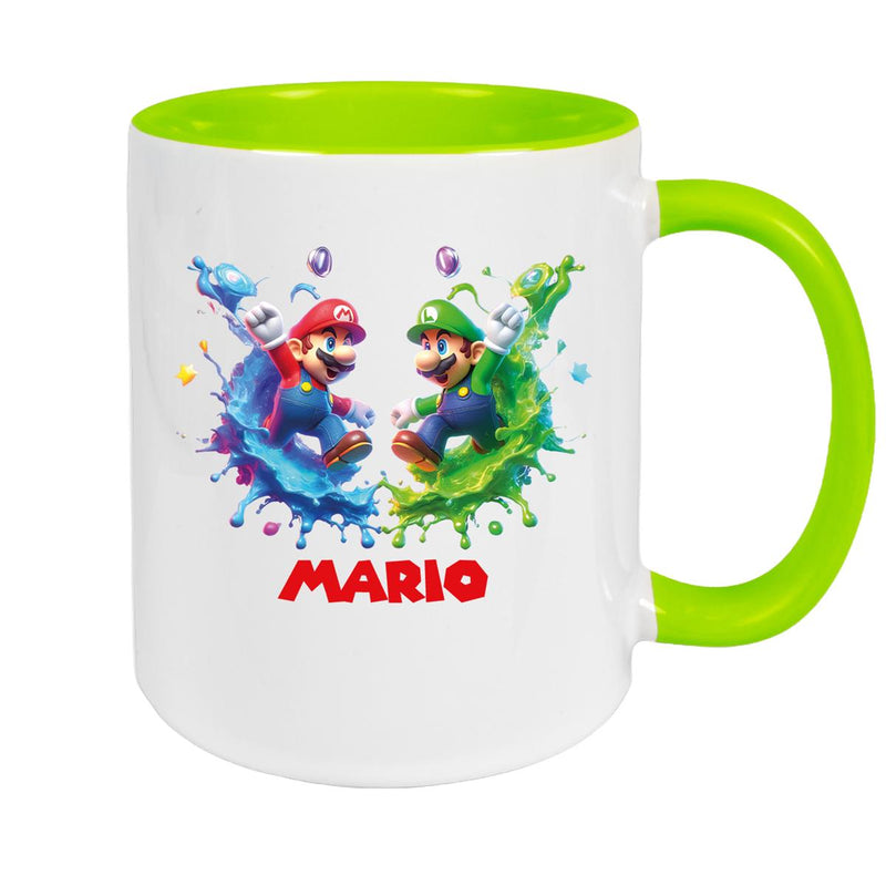 Tasse Wunschname Super-Mario 7 Keramik Kinderbecher personalisiert versch. Farben