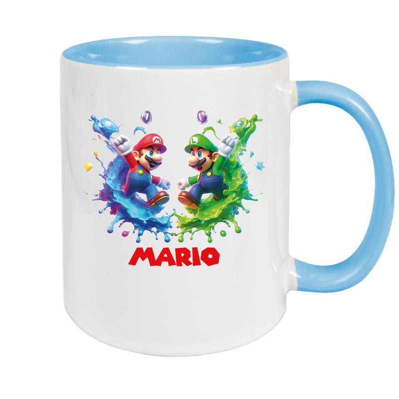 Tasse Wunschname Super-Mario 7 Keramik Kinderbecher personalisiert versch. Farben