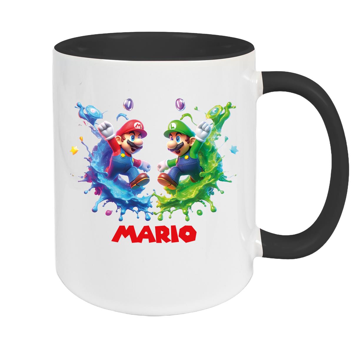 Tasse Wunschname Super-Mario 7 Keramik Kinderbecher personalisiert versch. Farben