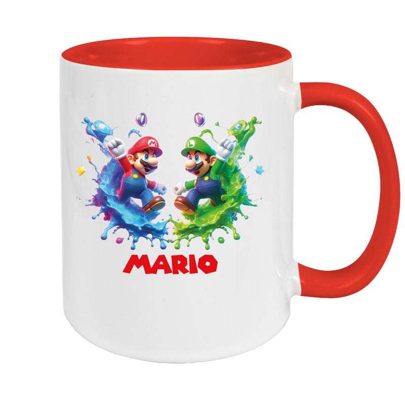 Tasse Wunschname Super-Mario 7 Keramik Kinderbecher personalisiert versch. Farben