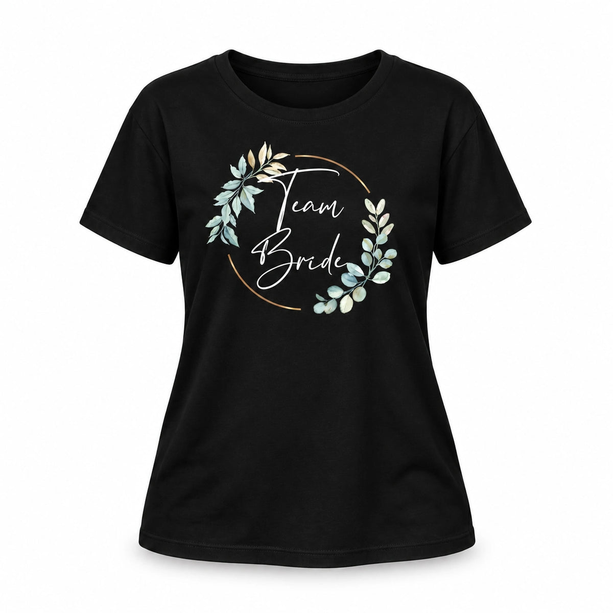 T-Shirt Bride & Team-Bride 02-Eukalyptus – Damen-Shirt für den Junggesellinnenabschied