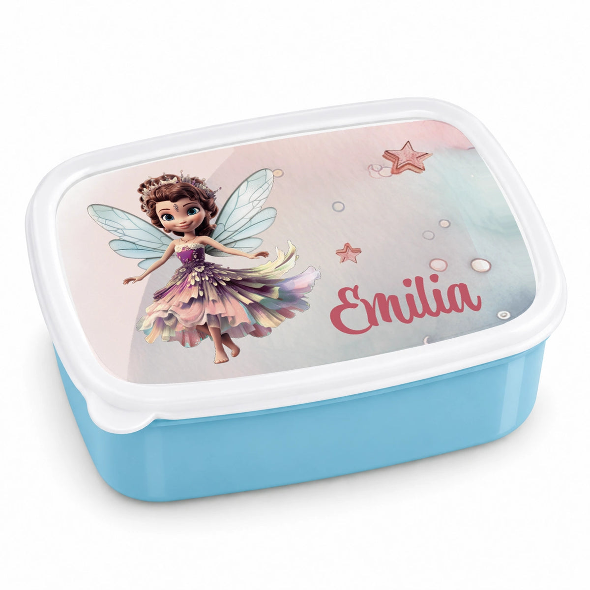 MUCKKI-PRO:fcee4ec207bff448adb30187e4de1e5f5bf972751b8f6c19d56f54eb4ee74491:Brotdose mit Namen Fee 01 – Personalisierte Lunchbox für Schule & Kindergarten versch. Farben – Blau