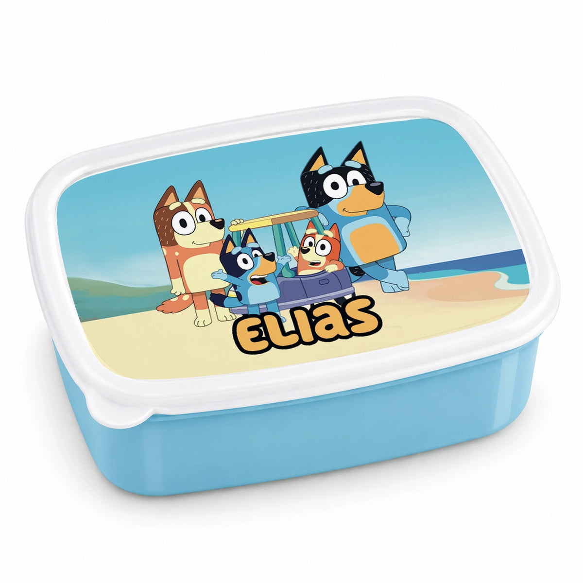 Brotdose mit Namen Bluey 02 – Personalisierte Lunchbox für Schule & Kindergarten versch. Farben