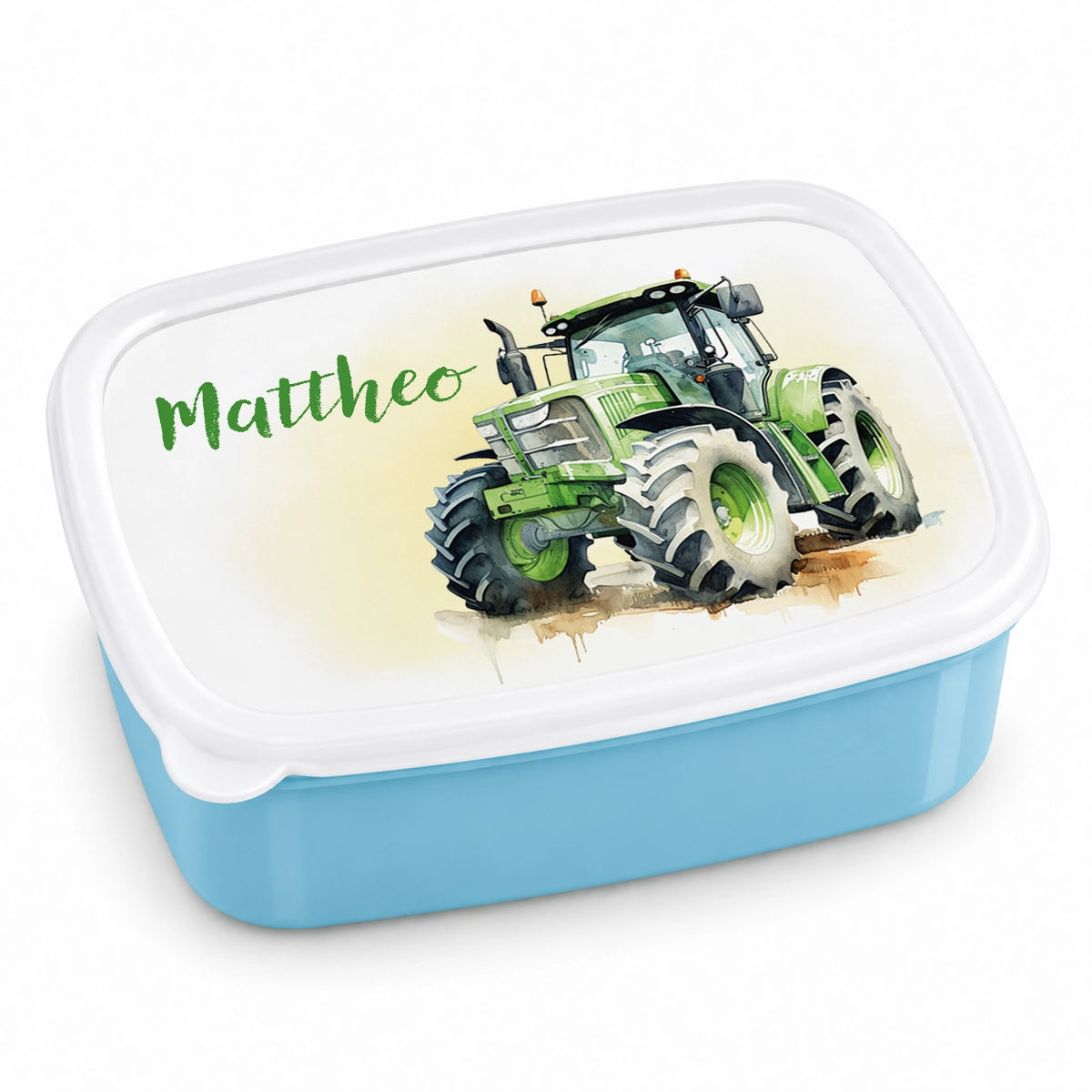 Brotdose mit Namen Traktor 01 – Personalisierte Lunchbox für Schule & Kindergarten versch. Farben