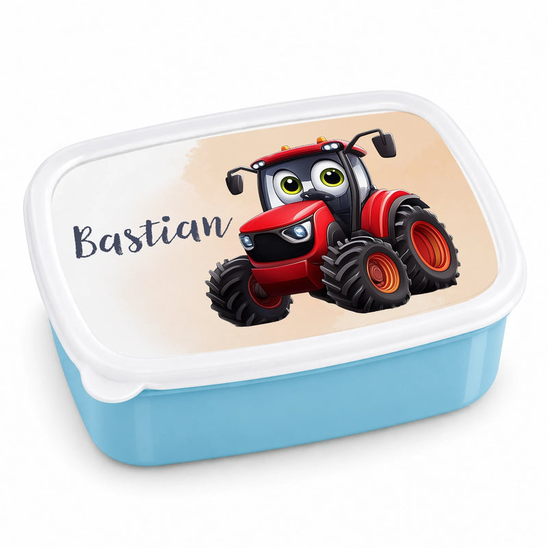 Brotdose mit Namen Traktor 03 – Personalisierte Lunchbox für Schule & Kindergarten versch. Farben