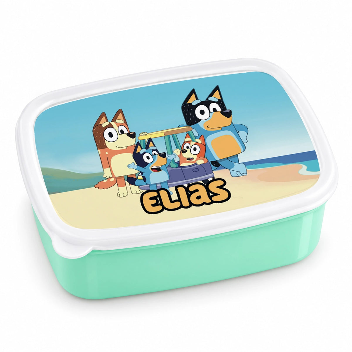 Brotdose mit Namen Bluey 02 – Personalisierte Lunchbox für Schule & Kindergarten versch. Farben
