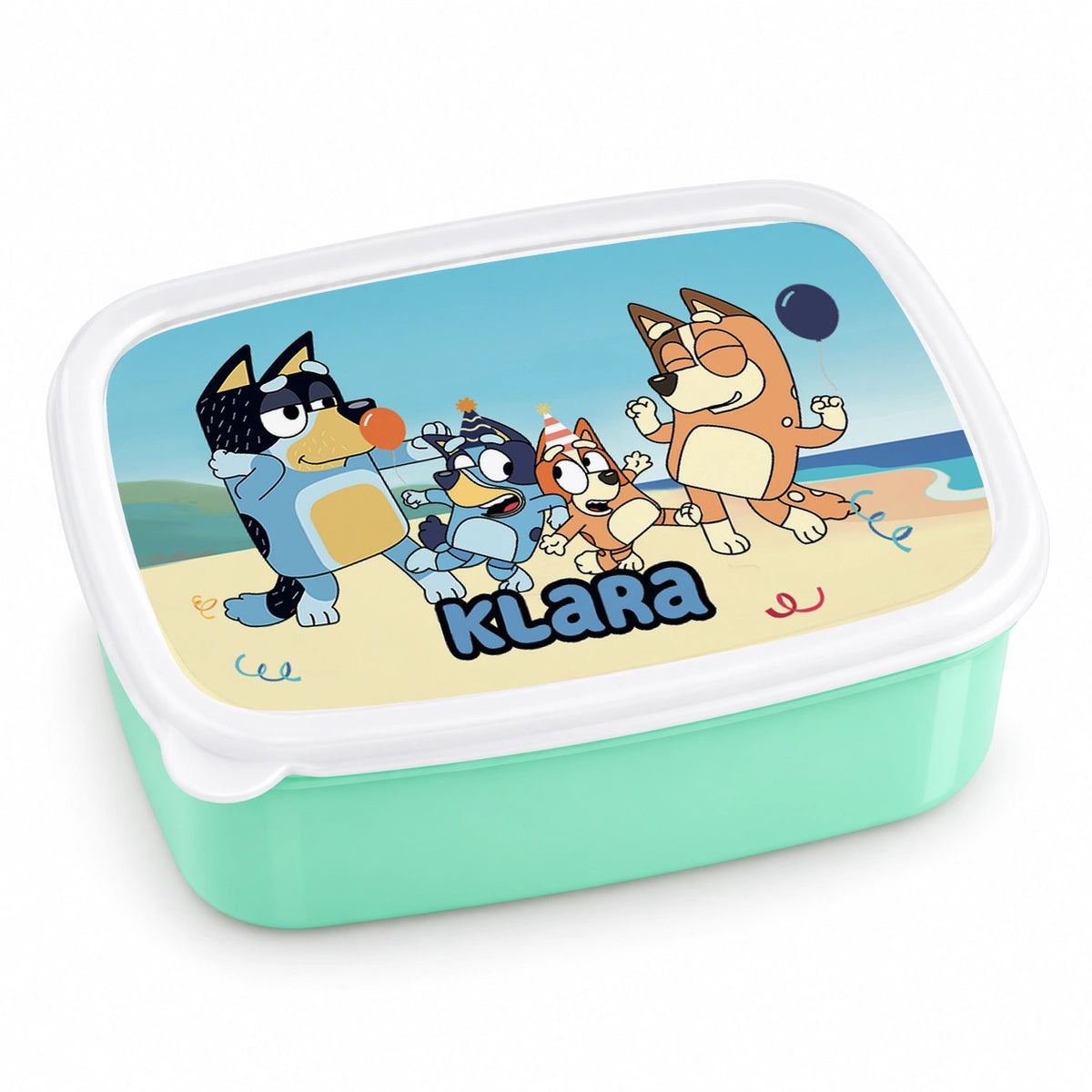 Brotdose mit Namen Bluey 01 – Personalisierte Lunchbox für Schule & Kindergarten versch. Farben