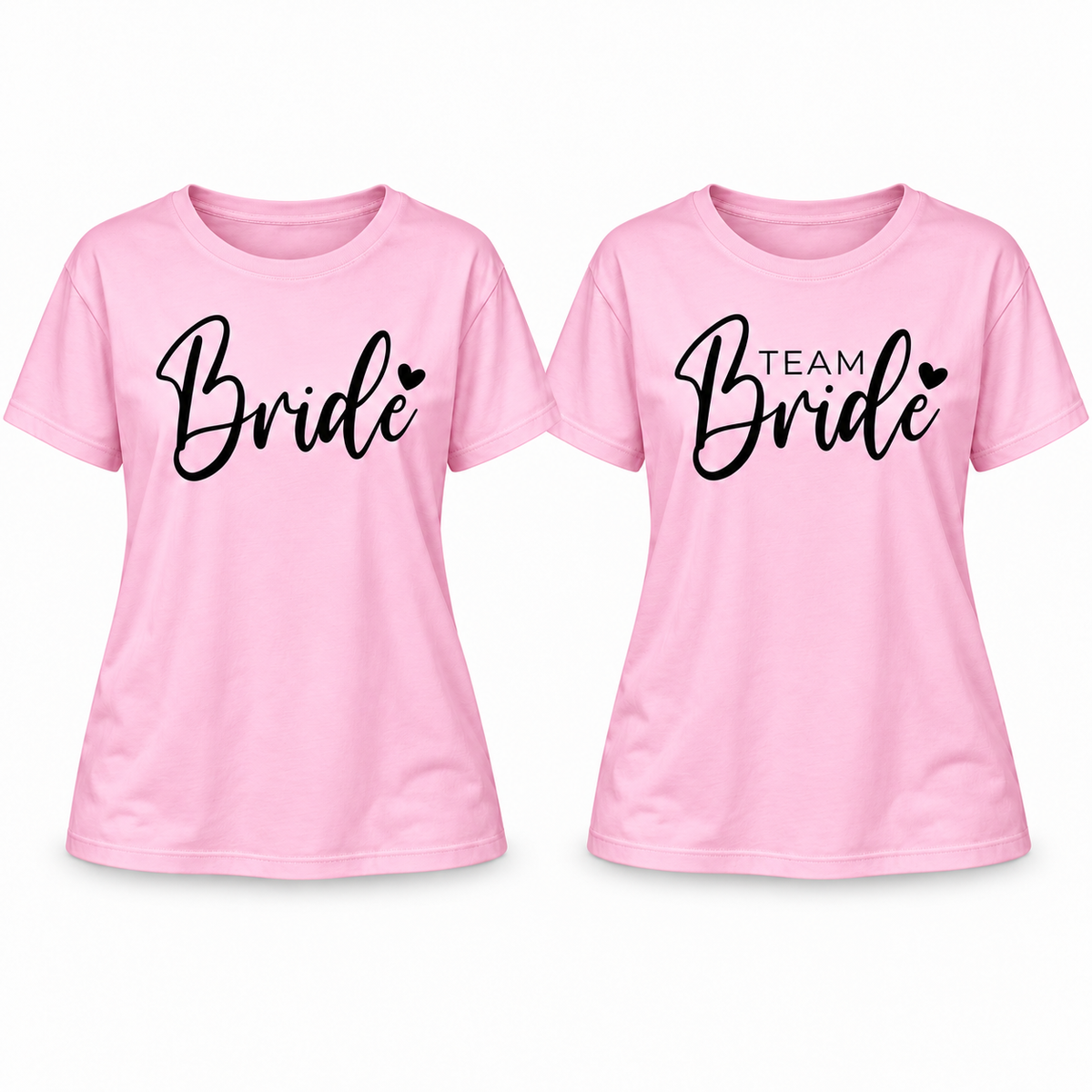 MUCKKI-PRO:b3b0927609023e34b50a36527edde01ebacc997b8564a4fc8b980de50f342bc0:T-Shirt Bride & Team-Bride 01 – Damen-Shirt für den Junggesellinnenabschied – Bride / Pink / S