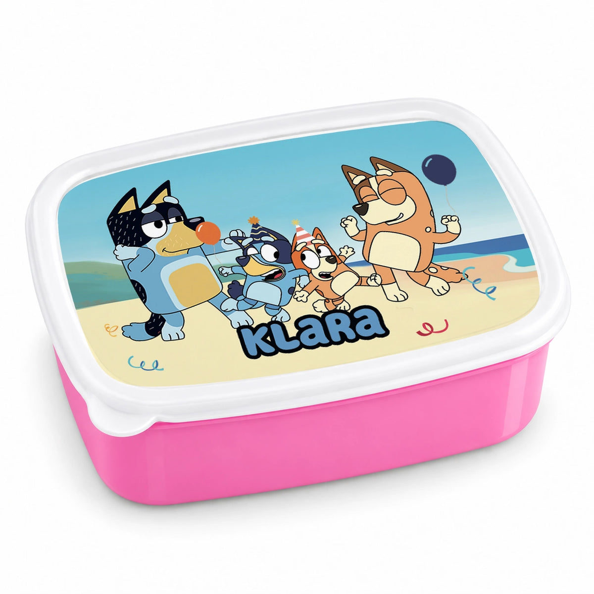 Brotdose mit Namen Bluey 01 – Personalisierte Lunchbox für Schule & Kindergarten versch. Farben
