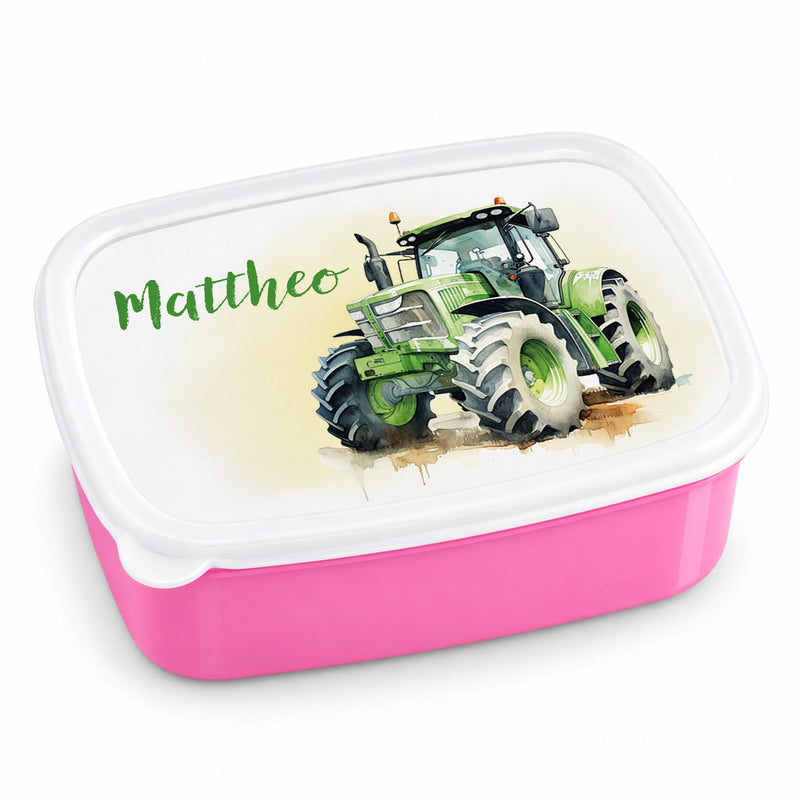Brotdose mit Namen Traktor 01 – Personalisierte Lunchbox für Schule & Kindergarten versch. Farben