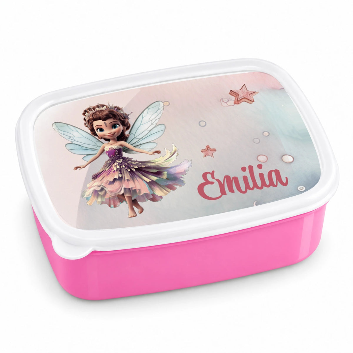 Brotdose mit Namen Fee 01 – Personalisierte Lunchbox für Schule & Kindergarten versch. Farben