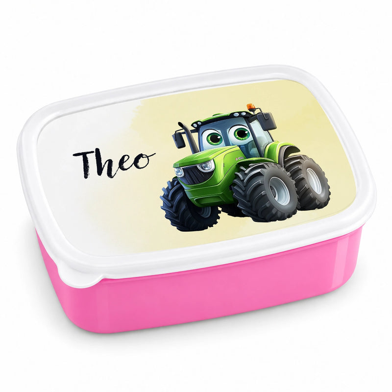 Brotdose mit Namen Traktor 02 – Personalisierte Lunchbox für Schule & Kindergarten versch. Farben