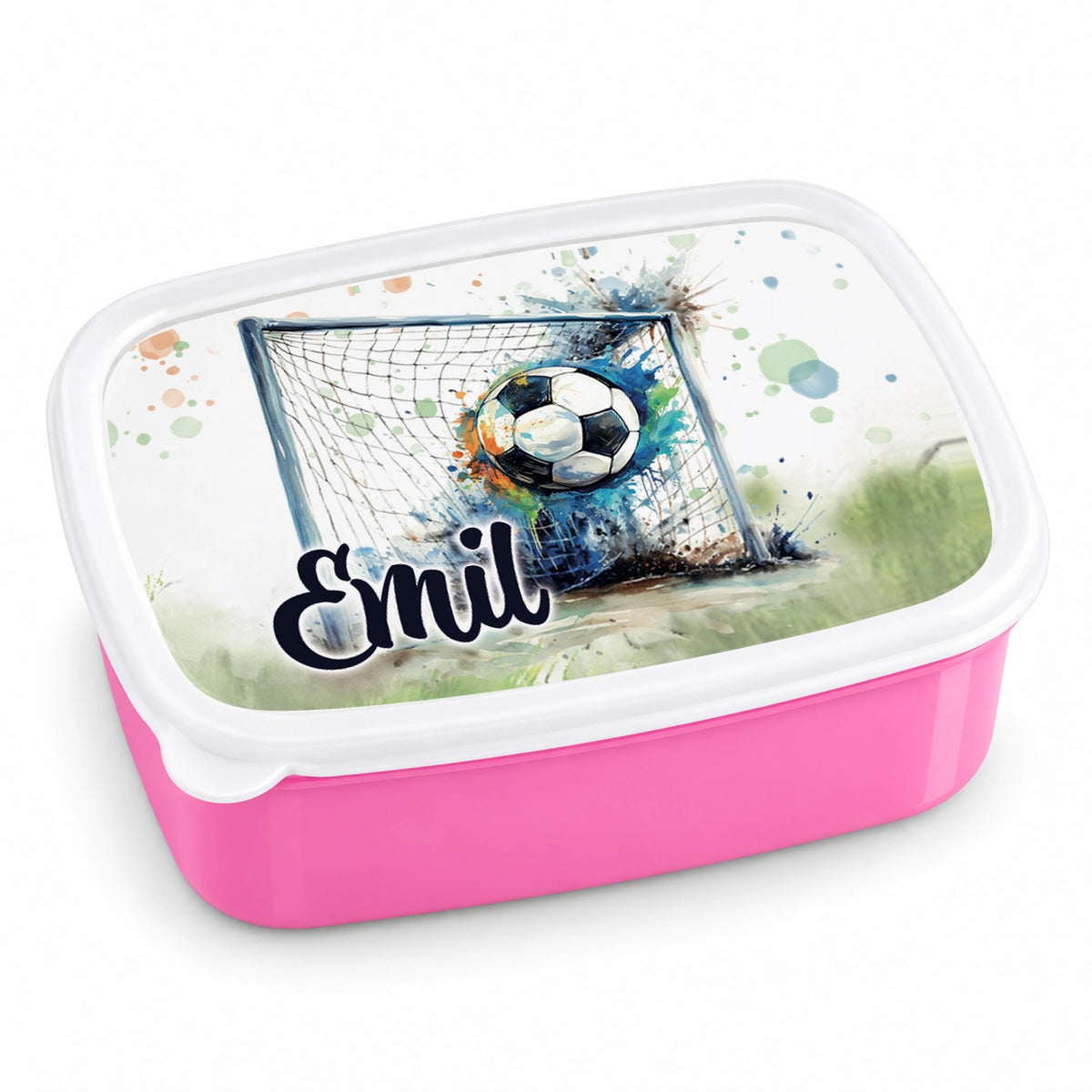 Brotdose mit Namen Fußball 09 – Personalisierte Lunchbox für Schule & Kindergarten versch. Farben