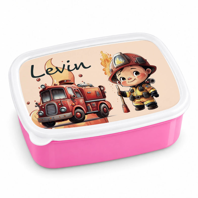 Brotdose mit Namen Feuerwehr 01 – Personalisierte Lunchbox für Schule & Kindergarten versch. Farben