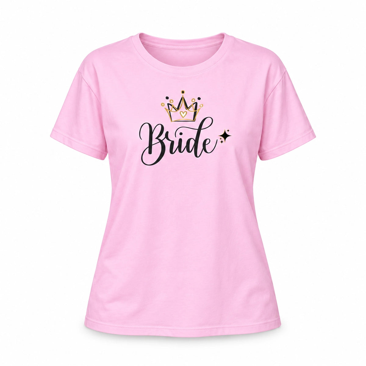 MUCKKI-PRO:11a7b6c5e7b705062ebbdb62336de6252d91fcd6977bae74f7f9874e6f0cb21c:T-Shirt Bride & Bride-Squad 03– Damen-Shirt für den Junggesellinnenabschied – Bride / Pink / S