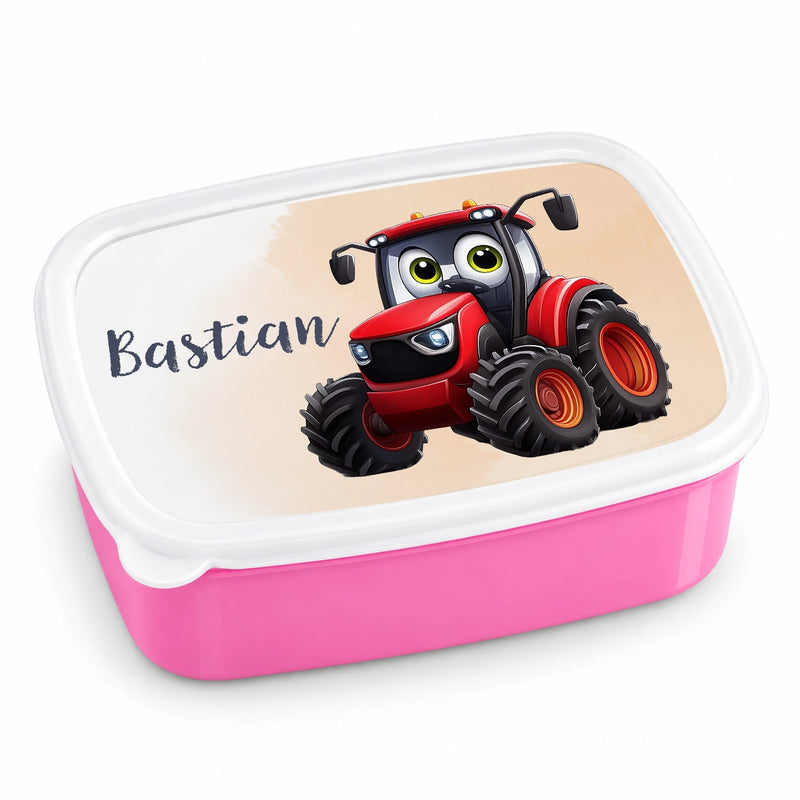 Brotdose mit Namen Traktor 03 – Personalisierte Lunchbox für Schule & Kindergarten versch. Farben