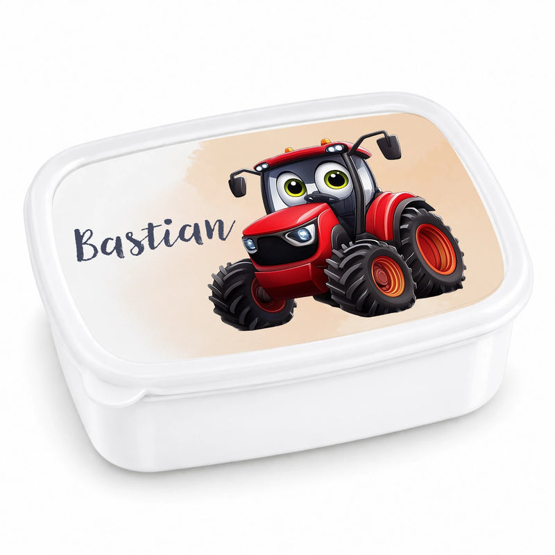 Brotdose mit Namen Traktor 03 – Personalisierte Lunchbox für Schule & Kindergarten versch. Farben