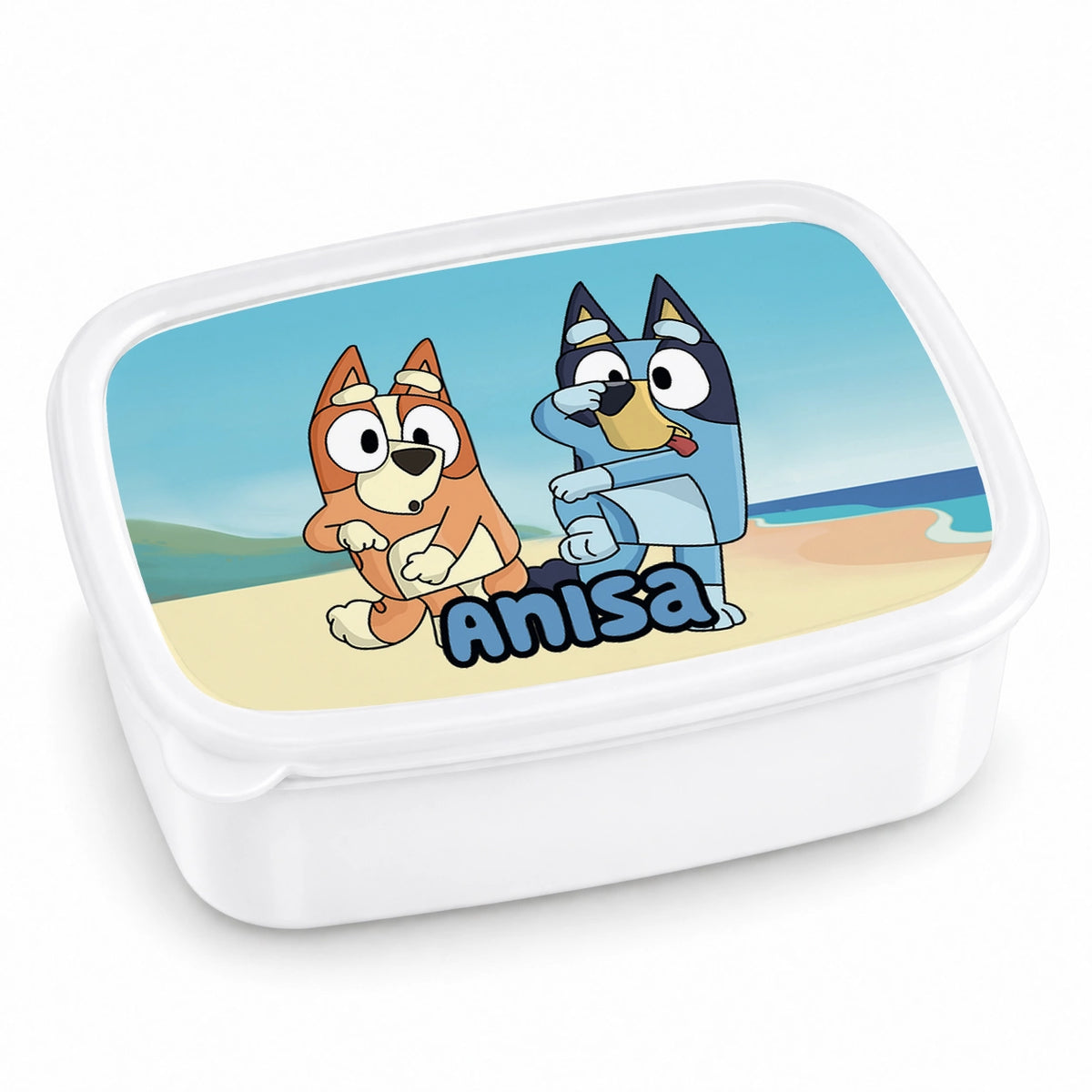 Brotdose mit Namen Bluey 03 – Personalisierte Lunchbox für Schule & Kindergarten versch. Farben