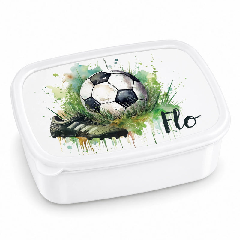 Brotdose mit Namen Fußball 04 – Personalisierte Lunchbox für Schule & Kindergarten versch. Farben