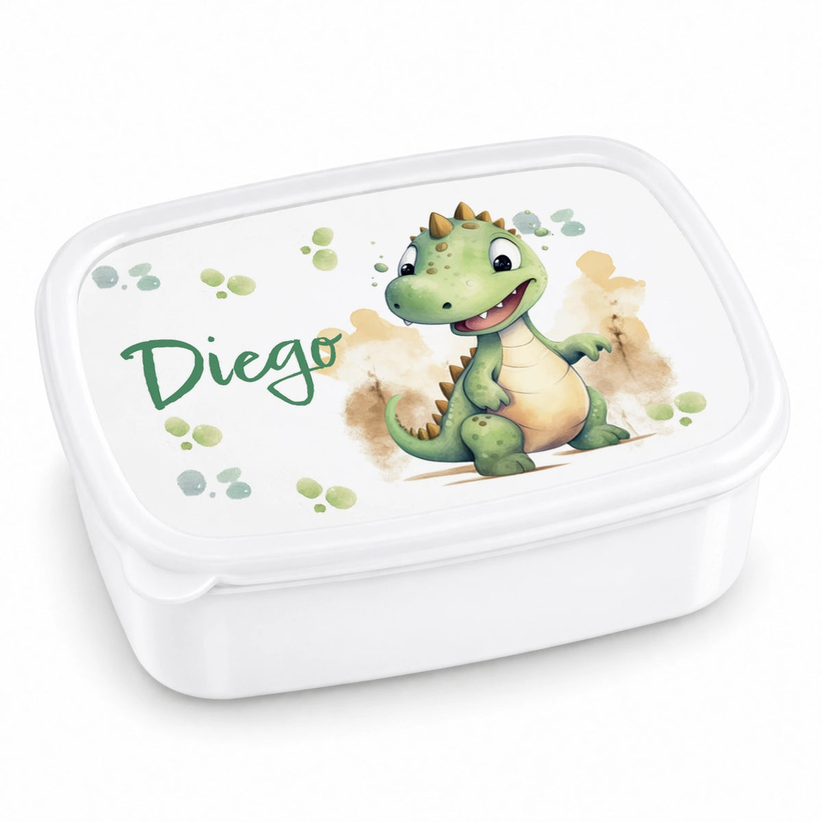 Brotdose mit Namen Dino 01 – Personalisierte Lunchbox für Schule & Kindergarten versch. Farben