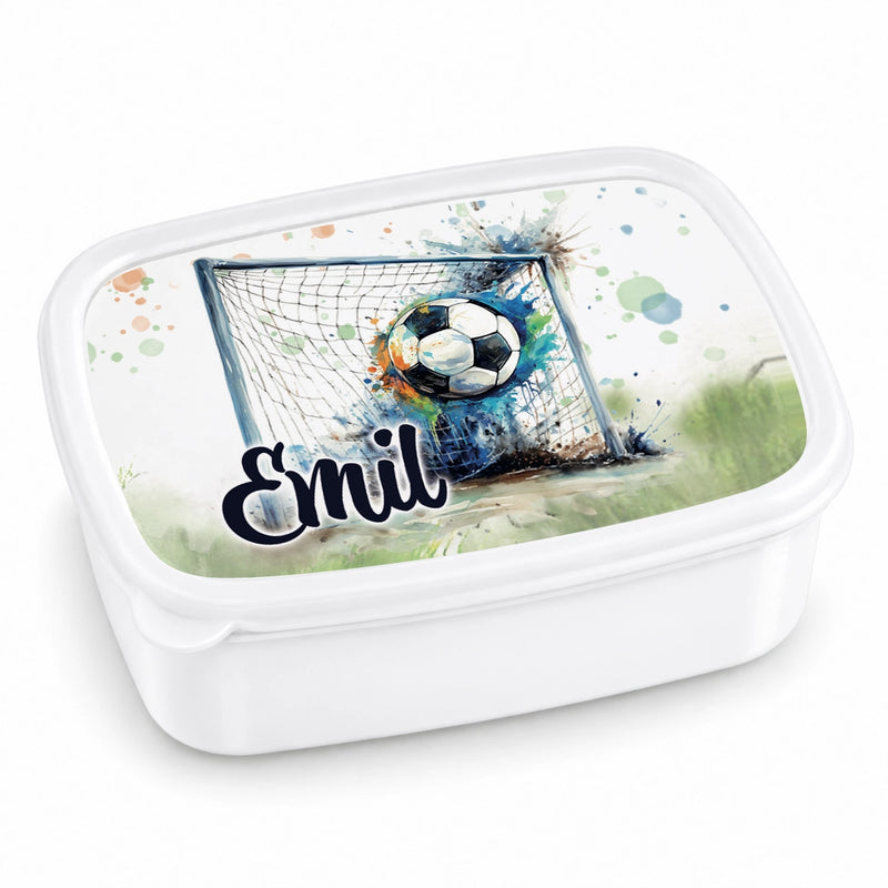 Brotdose mit Namen Fußball 09 – Personalisierte Lunchbox für Schule & Kindergarten versch. Farben