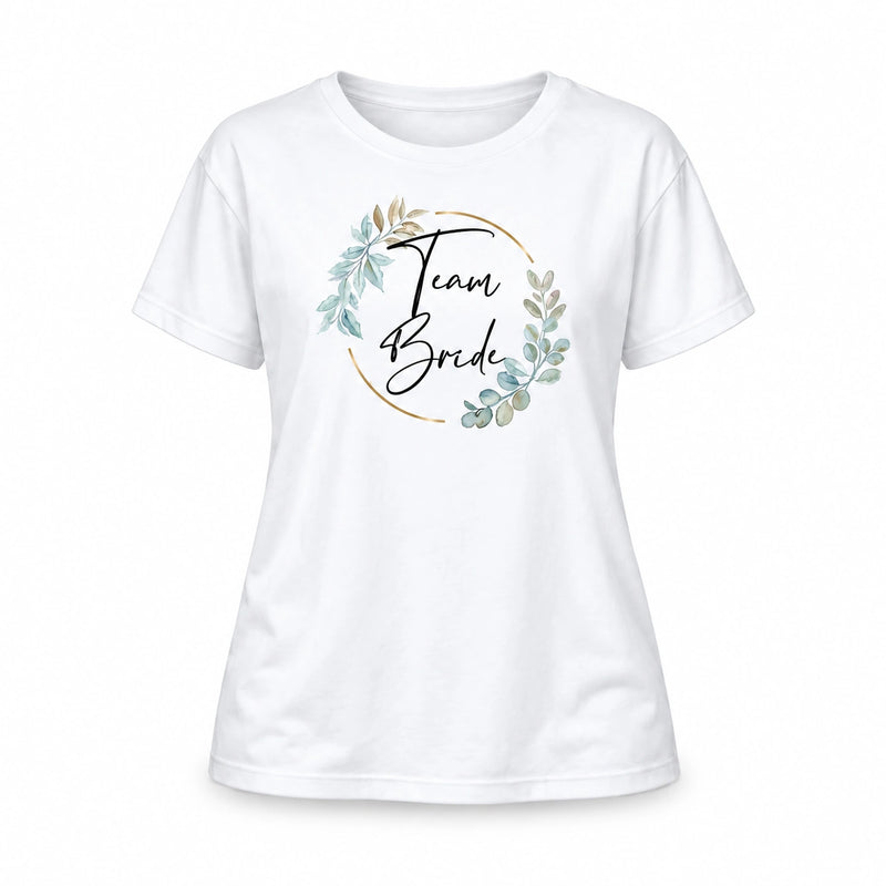 T-Shirt Bride & Team-Bride 02-Eukalyptus – Damen-Shirt für den Junggesellinnenabschied