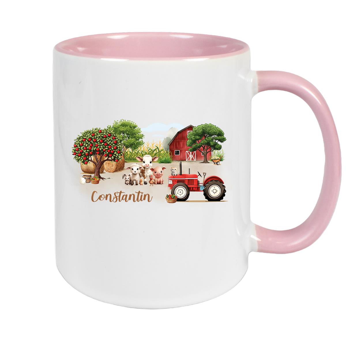 Tasse Wunschname Bauernhof 1 Keramik Kinderbecher personalisiert versch. Farben