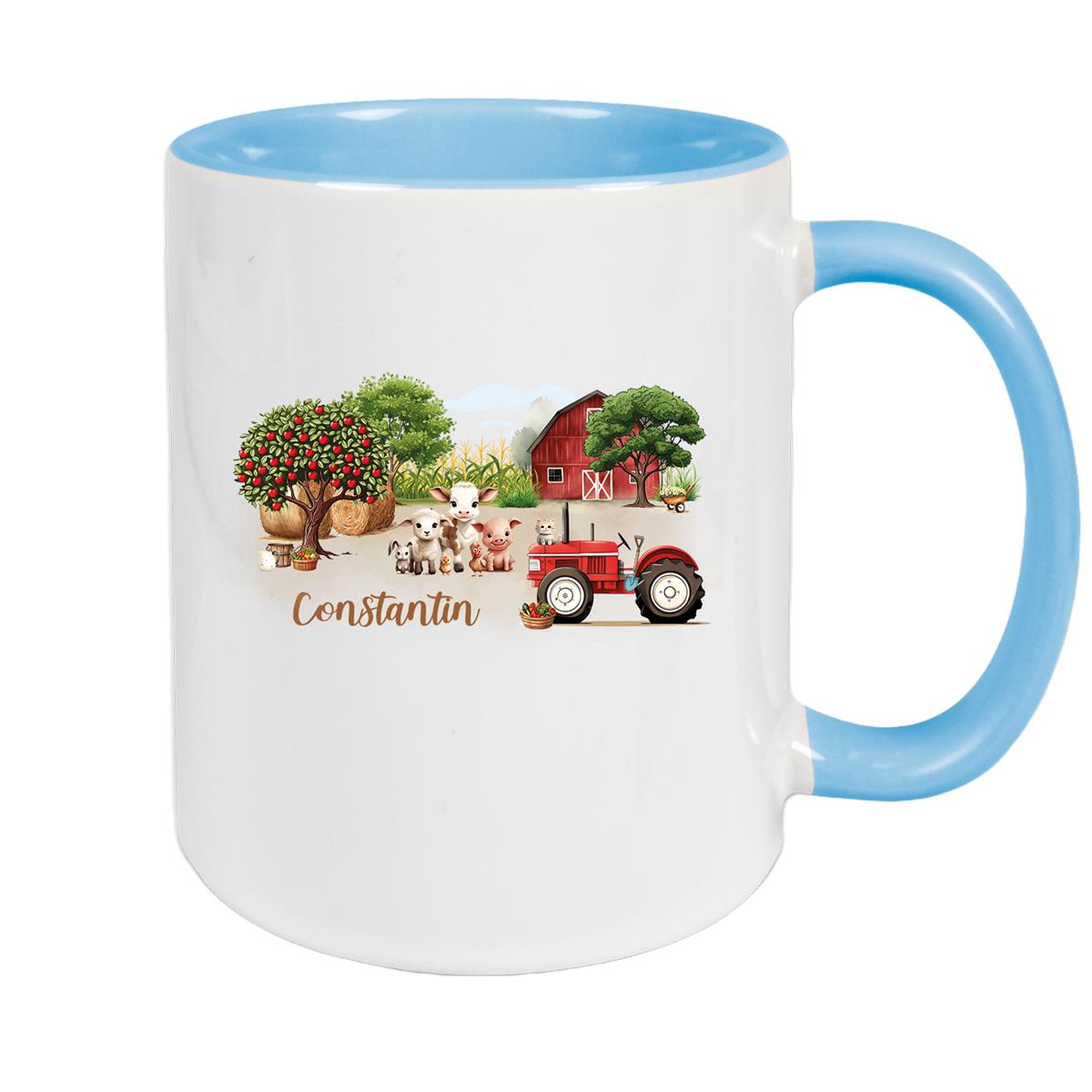 Tasse Wunschname Bauernhof 1 Keramik Kinderbecher personalisiert versch. Farben