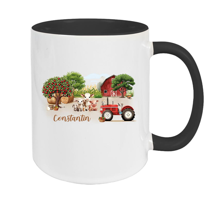 Tasse Wunschname Bauernhof 1 Keramik Kinderbecher personalisiert versch. Farben