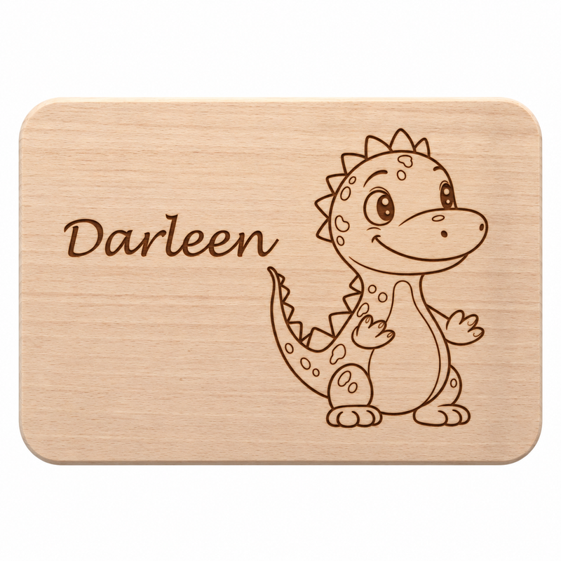 Frühstücksbrett personalisiert Dino 1 ,Holzbrett, Brettchen personalisiert