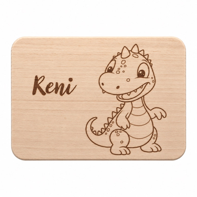 Frühstücksbrett personalisiert Dino 3 ,Holzbrett, Brettchen personalisiert