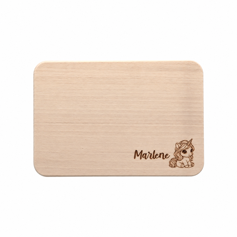 Frühstücksbrett personalisiert Einhorn 10.1 ,Holzbrett, Brettchen personalisiert