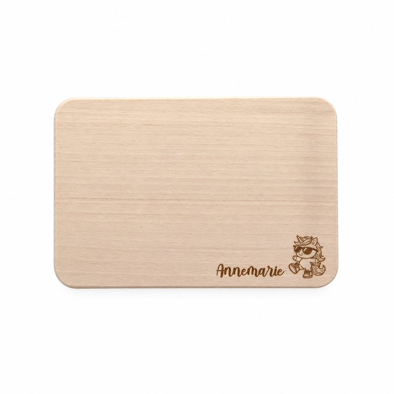 Frühstücksbrett personalisiert Einhorn 11.1, Holzbrett, Brettchen personalisiert