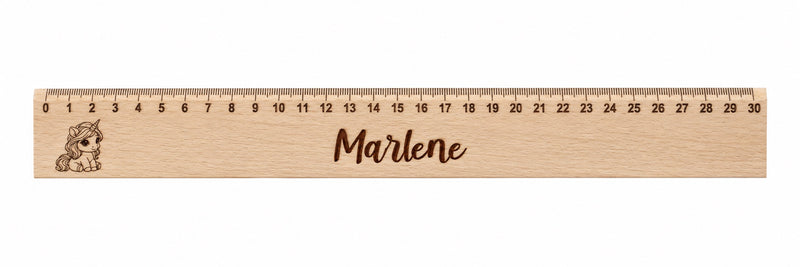 Lineal Holz personalisiert Einhorn 10, 30cm