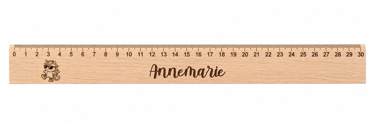 Lineal Holz personalisiert Einhorn 11, 30cm