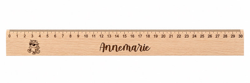 Lineal Holz personalisiert Einhorn 11, 30cm
