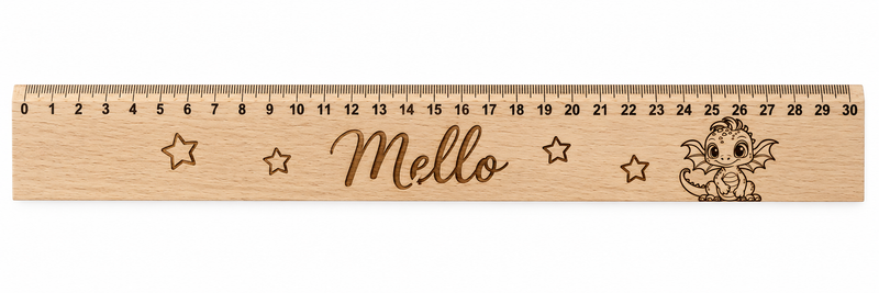 Lineal Holz personalisiert Drache 1, 30cm