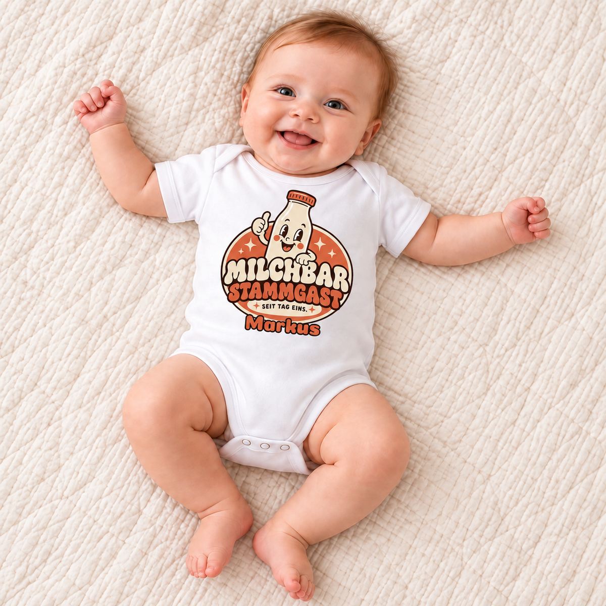 Personalisierter Babybody „Milchbar“ mit deinem Wunschnamen – 03/06M (60/67)
