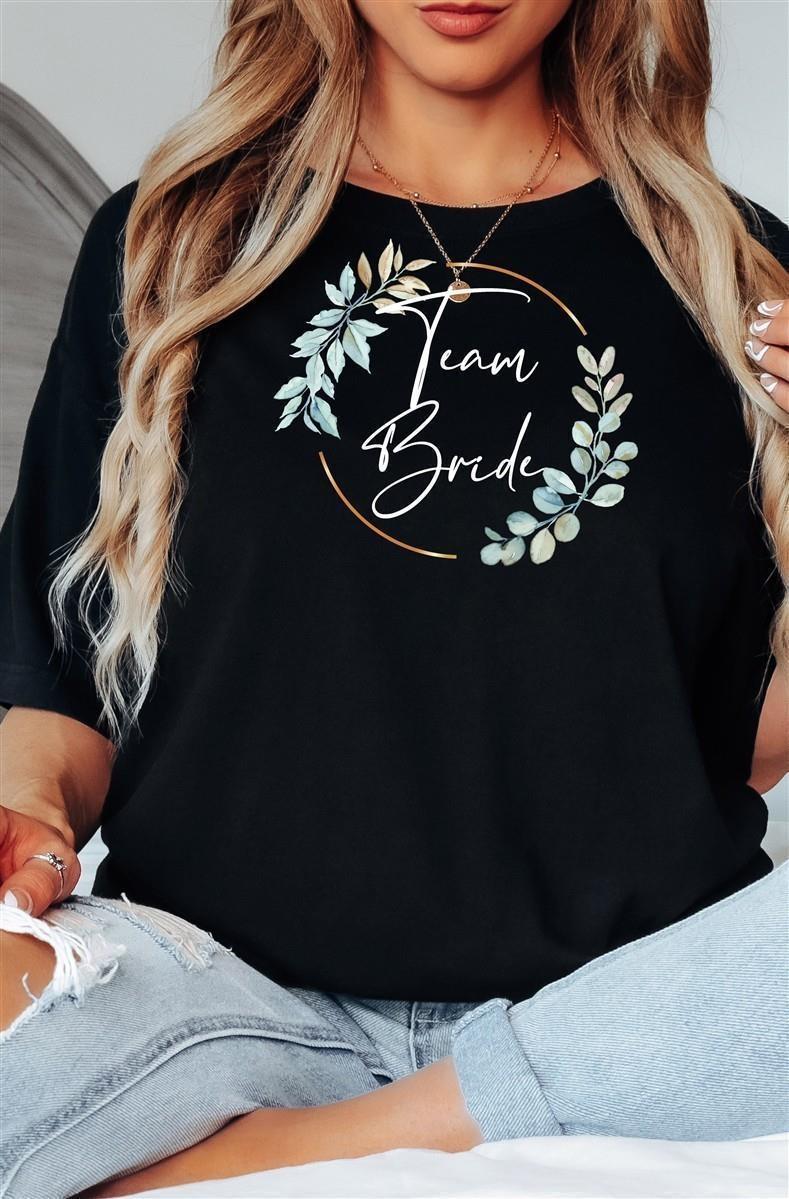 T-Shirt Bride & Team-Bride 02-Eukalyptus – Damen-Shirt für den Junggesellinnenabschied