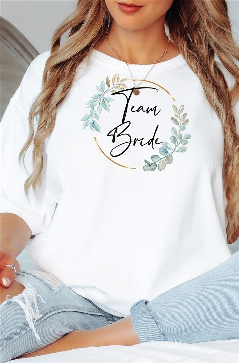 T-Shirt Bride & Team-Bride 02-Eukalyptus – Damen-Shirt für den Junggesellinnenabschied