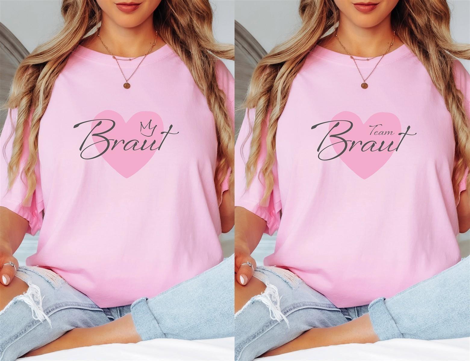 T-Shirt Braut & Team-Braut 04 Herz Damen-Shirt für den Junggesellinnenabschied