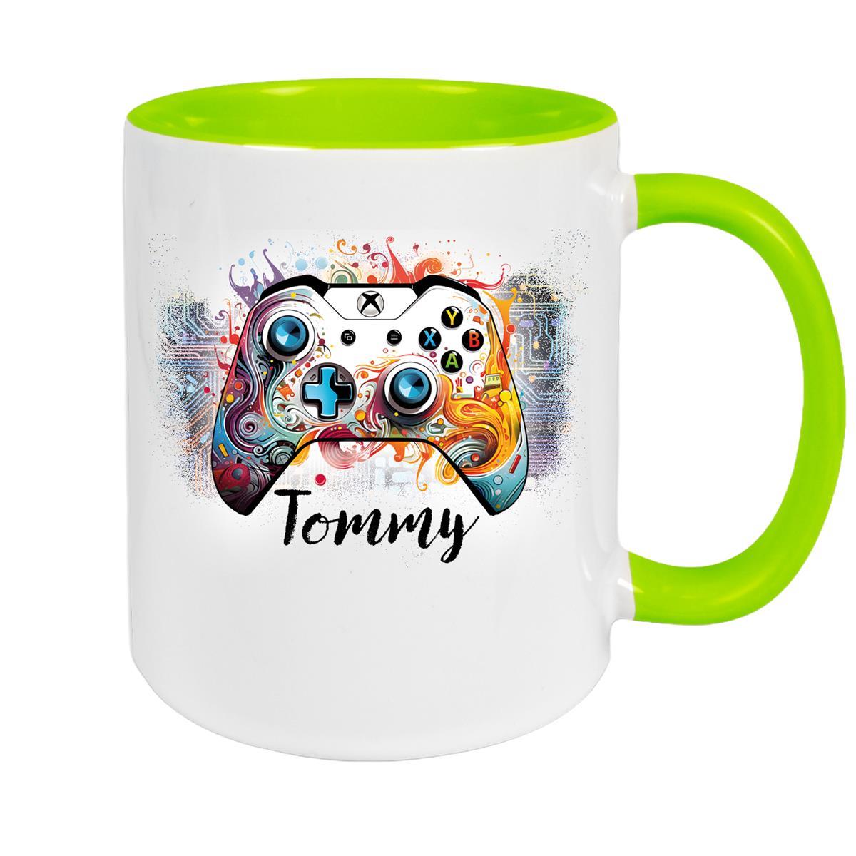 Tasse Gamer 2 Wunschname Keramik Kinderbecher personalisiert versch. Farben