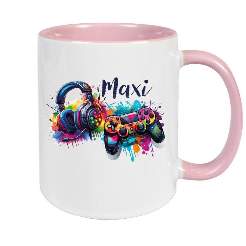 Gamer Mug with Name, Ceramic Children's Mug, Personalized, Various Colors
