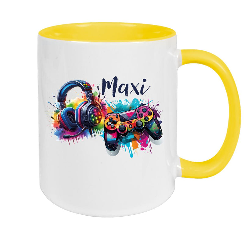 Gamer Mug with Name, Ceramic Children's Mug, Personalized, Various Colors