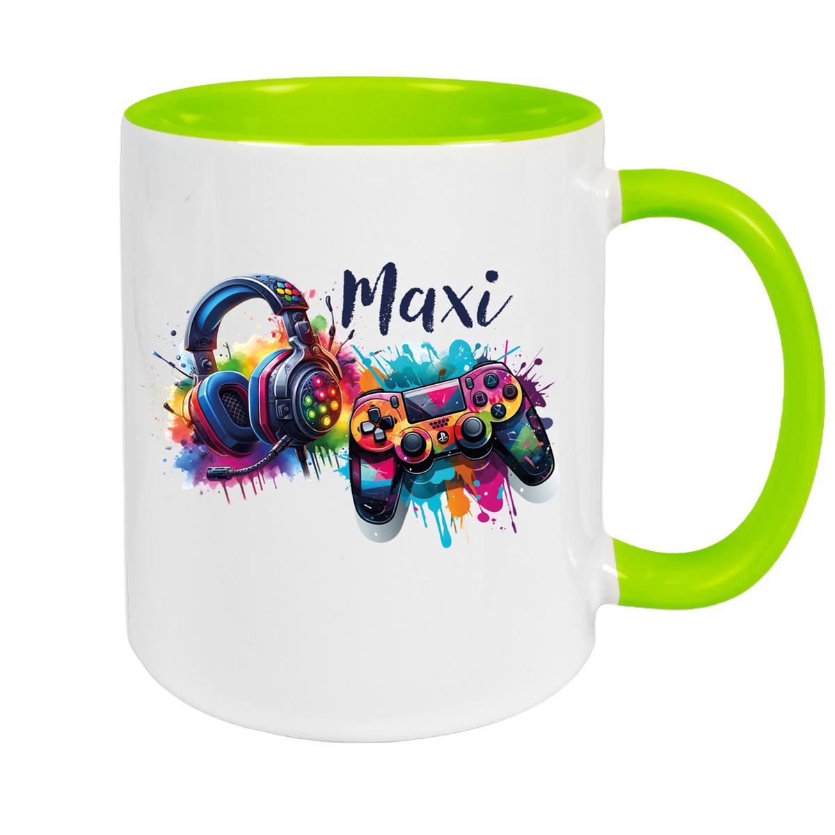 Tasse Gamer 3 Wunschname Keramik Kinderbecher personalisiert versch. Farben