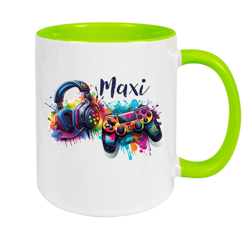 Gamer Mug with Name, Ceramic Children's Mug, Personalized, Various Colors